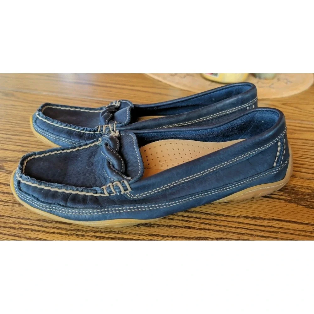 L. L. Bean Men's Blue Leather Slip on Loafer Casual Shoes OFQU2 Size 6.5 M